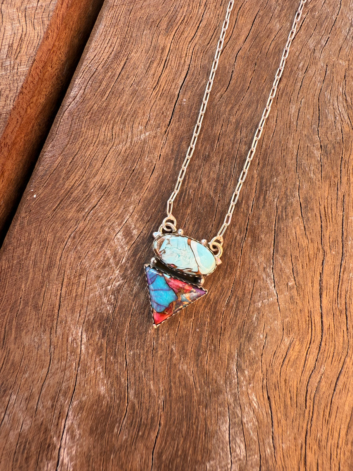 Marina Necklace - Pink Dahlia & Turquoise Stones
