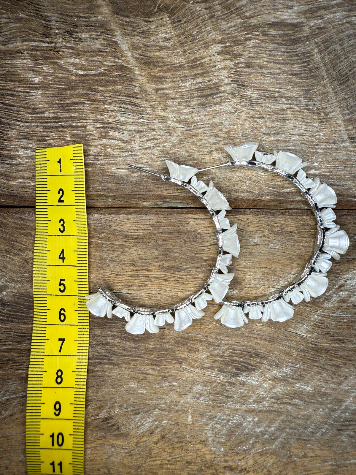 Earrings - Silver Pearl Flower Hoop