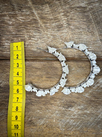 Earrings - Silver Pearl Flower Hoop