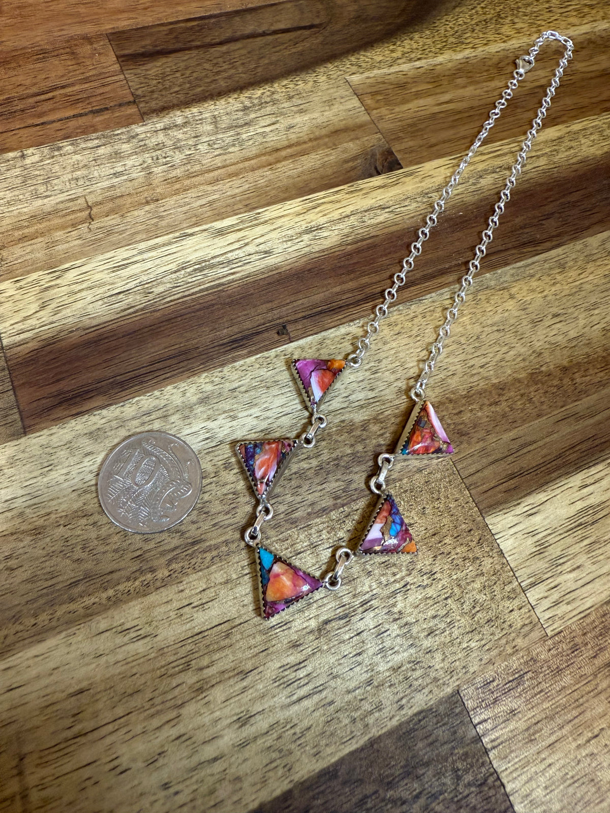 Party Necklace - Silver Multicolour Turquoise