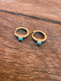 Ellie Hoop Earrings - Turquoise Stones