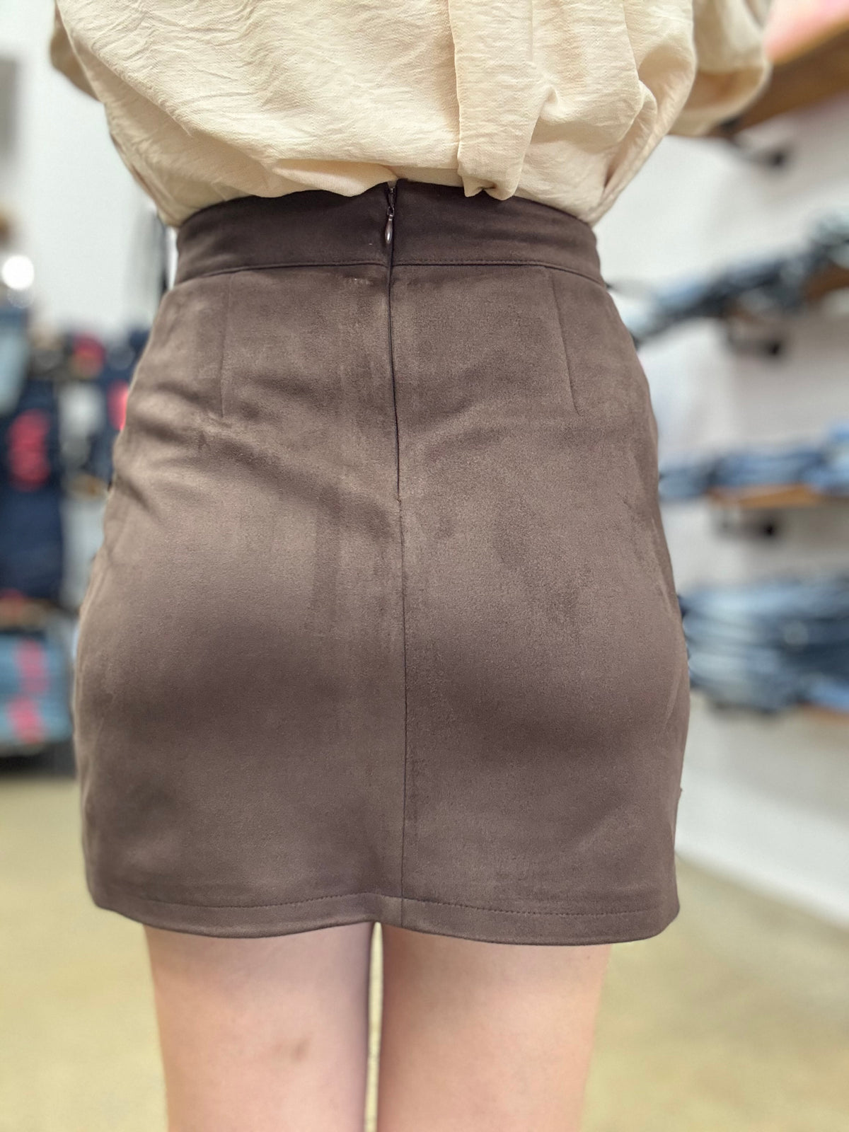 Dallas Skirt - Brown Suede