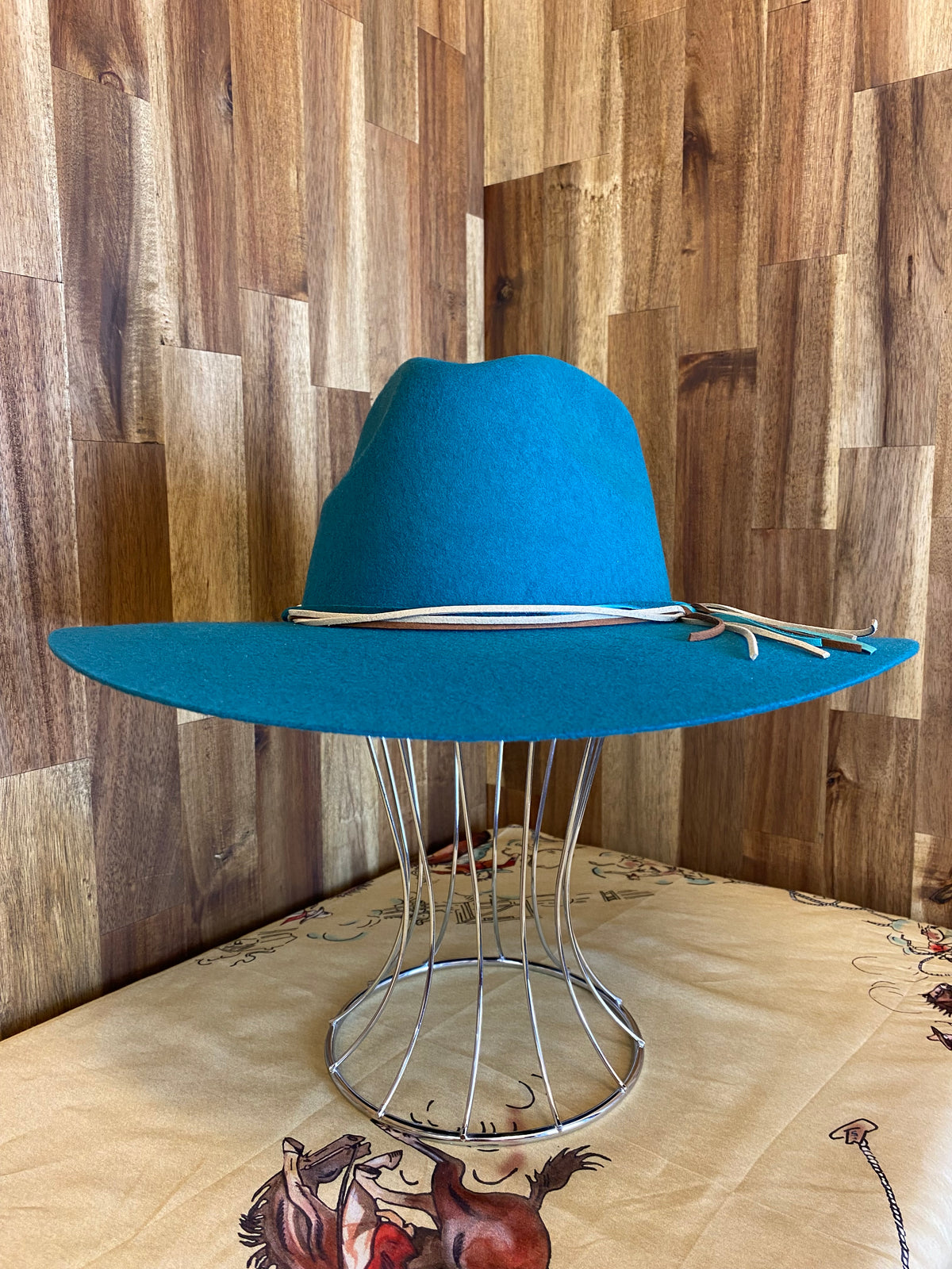 Pinch Front Felt Hat - Turquoise