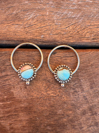 Doodle Hoop Earrings - Turquoise Stone