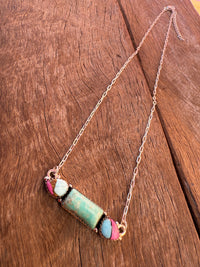 Glitter Necklace - Turquoise & White Buffalo Stones