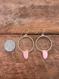 Lottie Hoop Earrings - Pink Conch Stones
