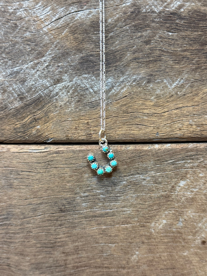 47 Horseshoe Necklace - Silver Turquoise