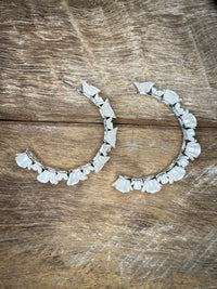 Earrings - Silver Pearl Flower Hoop