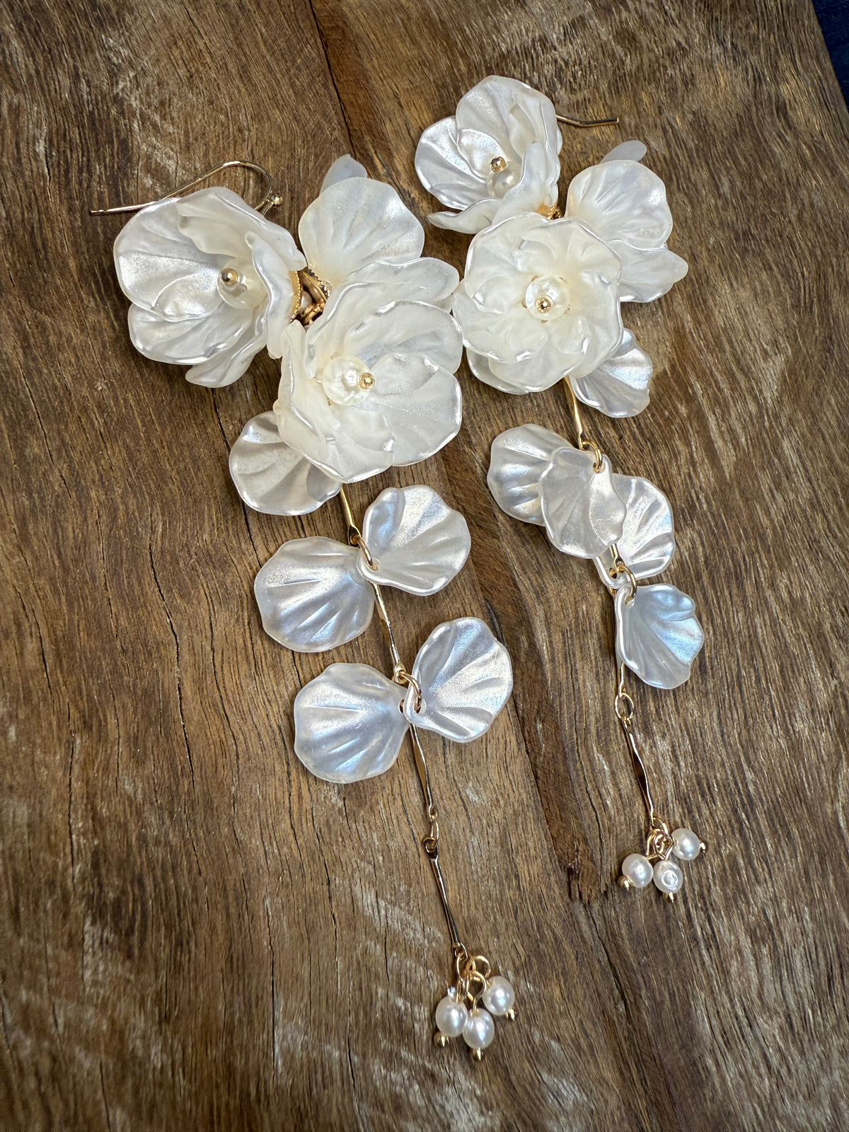 Earrings - Pearl Tiered Flower Dangle