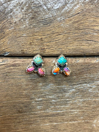 Caroline Earrings - Silver Multicolour Turquoise