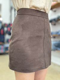 Dallas Skirt - Brown Suede