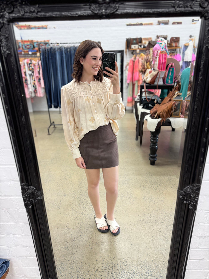 Dallas Skirt - Brown Suede