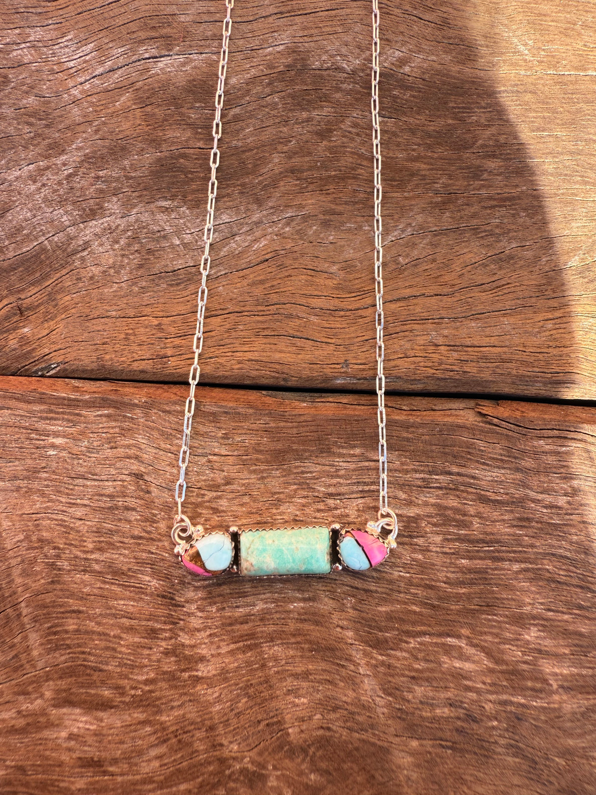 Glitter Necklace - Turquoise & White Buffalo Stones