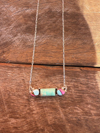 Glitter Necklace - Turquoise & White Buffalo Stones