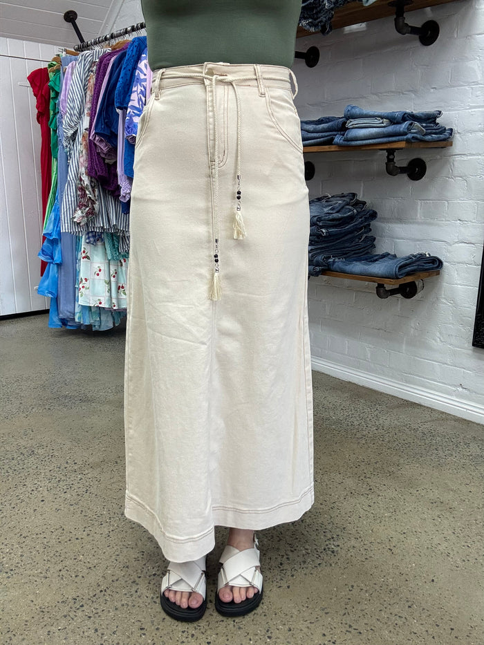 Billie - Cream Denim Skirt