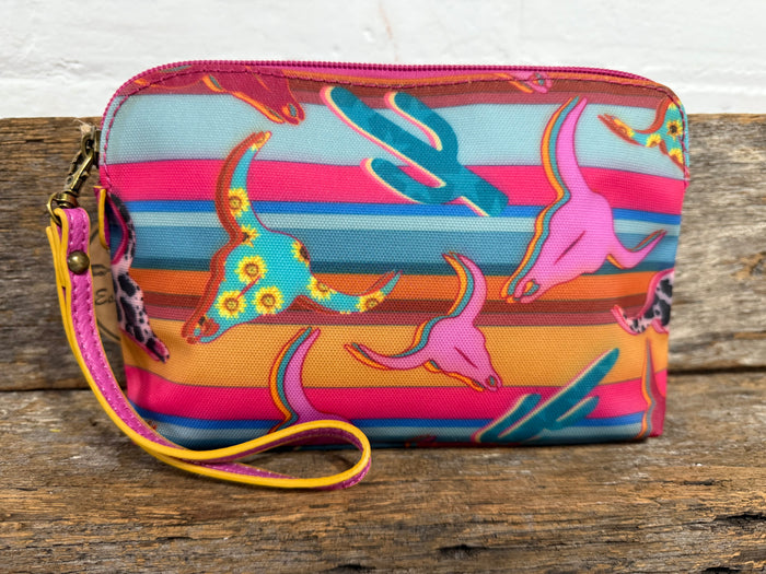 Cass - Western Long Horn Print Pouch