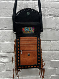 Maysie Black & Tan Crossbody Wallet