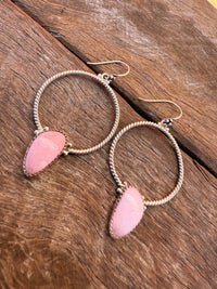 Lottie Hoop Earrings - Pink Conch Stones