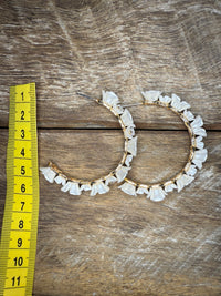 Earrings - Gold Pearl Flower Hoop