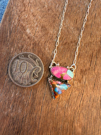 Marina Necklace - Pink Dahlia & Turquoise Stones