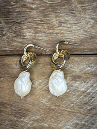 Earrings - Pearl Chain Drop