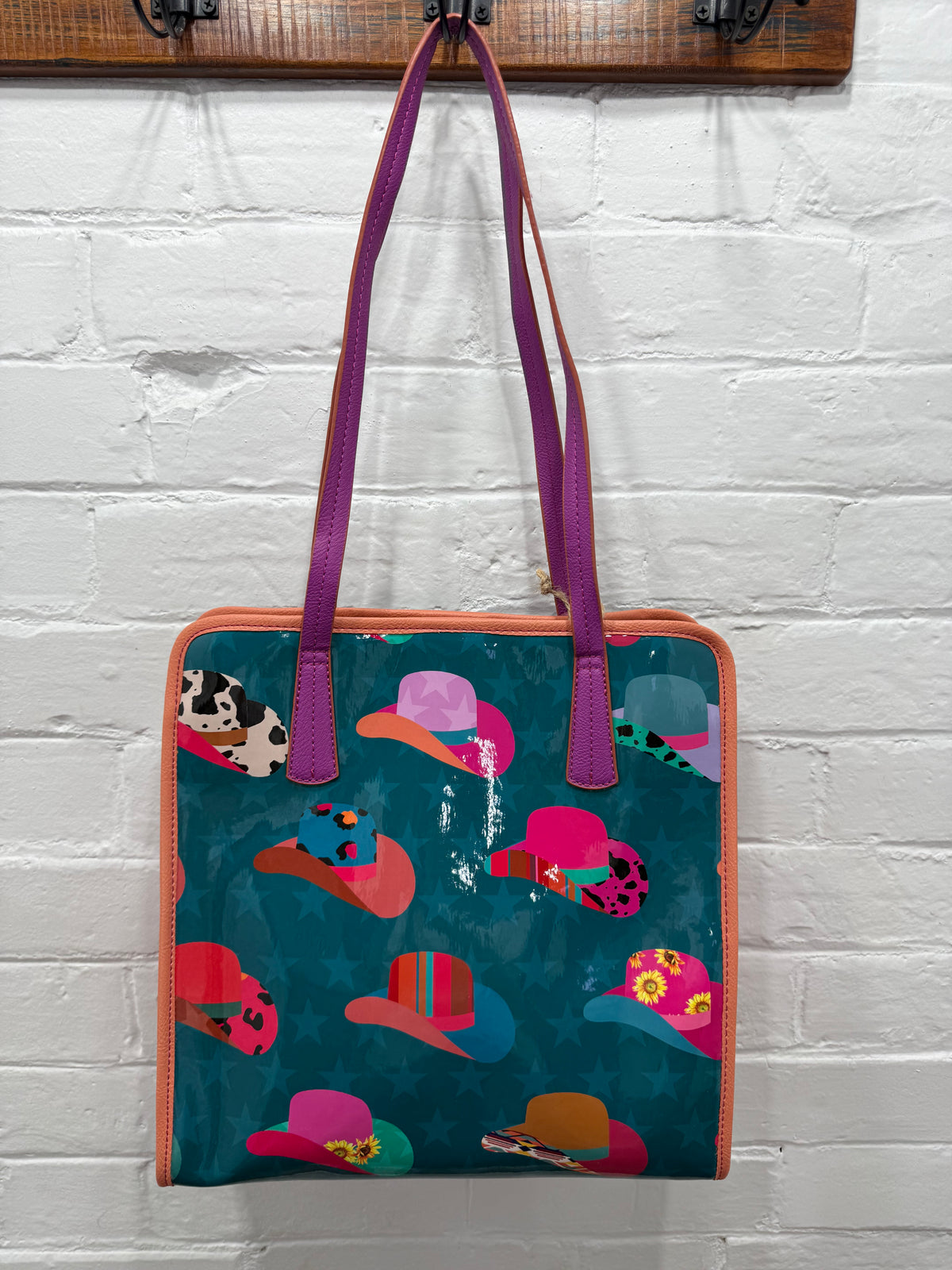 Cass - Western Hat Print Jelly Tote