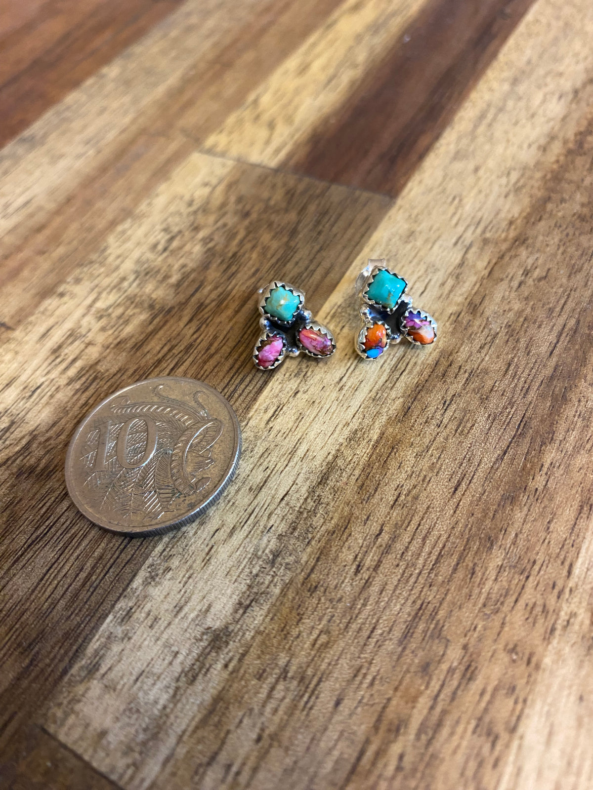 Caroline Earrings - Silver Multicolour Turquoise