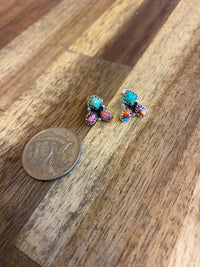 Caroline Earrings - Silver Multicolour Turquoise