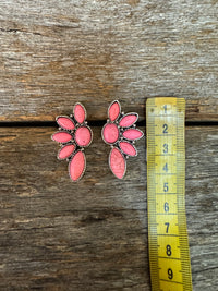 Western Earrings - Pink Stone