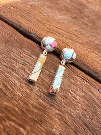 Hallee Earrings - Cotton Candy Dahlia Stones