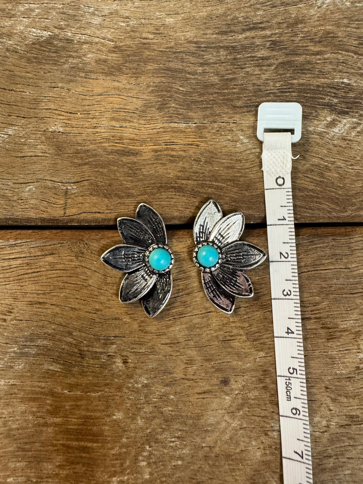 Western Earrings - Floral Turquoise Stud