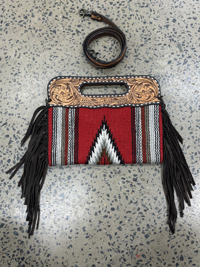 Red - Saddle Blanket and Leather Crossbody/Clutch