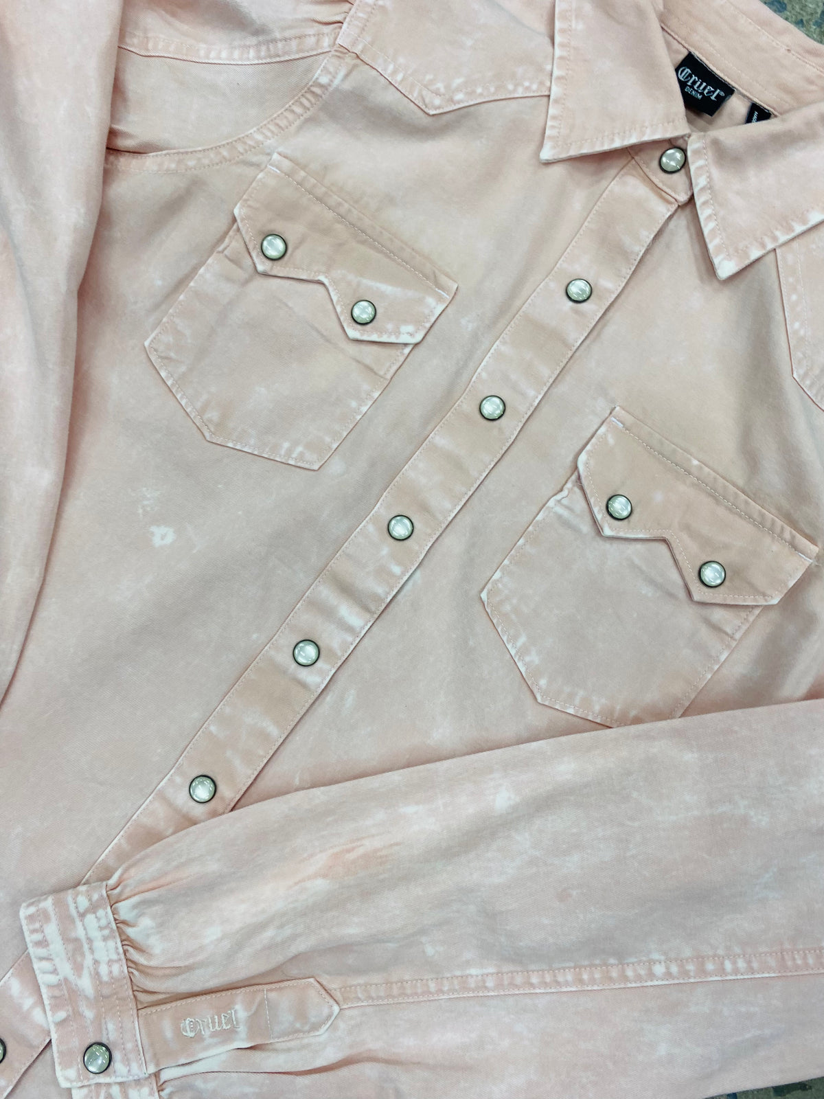 Cruel Girl Long Sleeved Shirt - Pink Pearl Snap (CTW7383010)