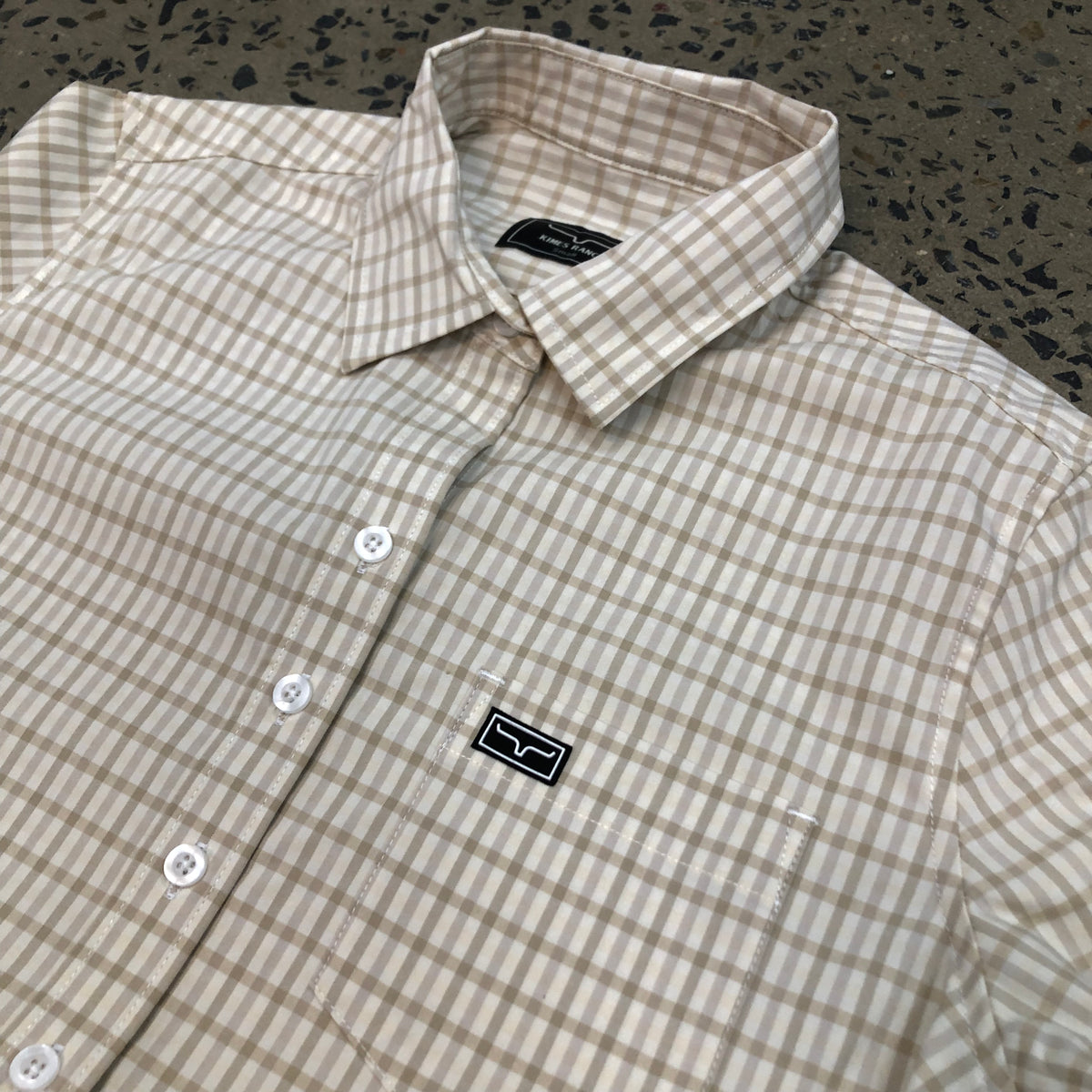 Kimes Ranch Long Sleeved Shirt - Tucco Mini Check Khaki