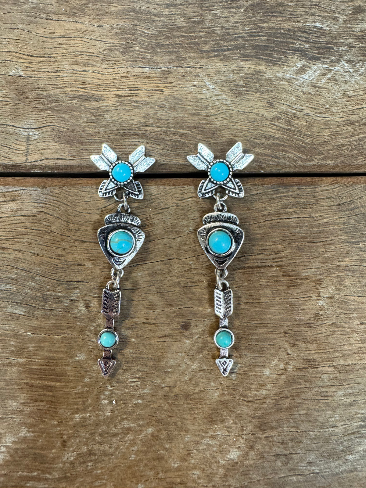 Western Earrings - Turquoise Stone Arrows