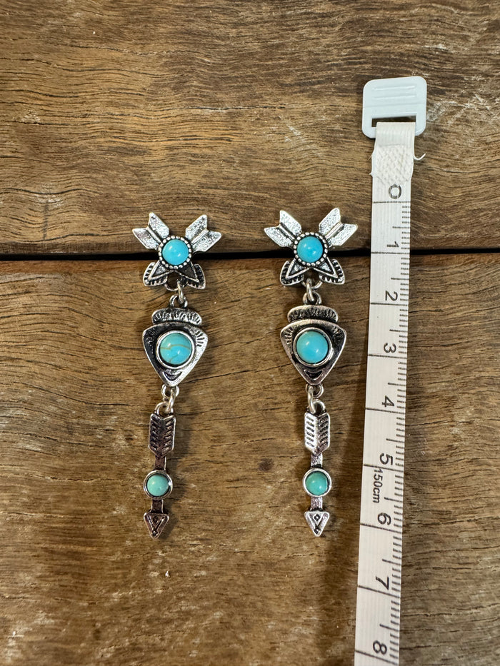 Western Earrings - Turquoise Stone Arrows