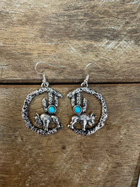 Western Earrings - Silver Bison