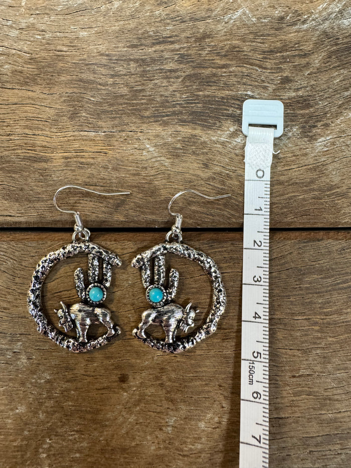 Western Earrings - Silver Bison