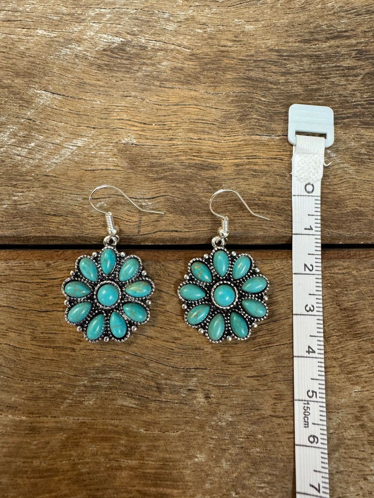Western Earrings - Floral Turquoise Drop