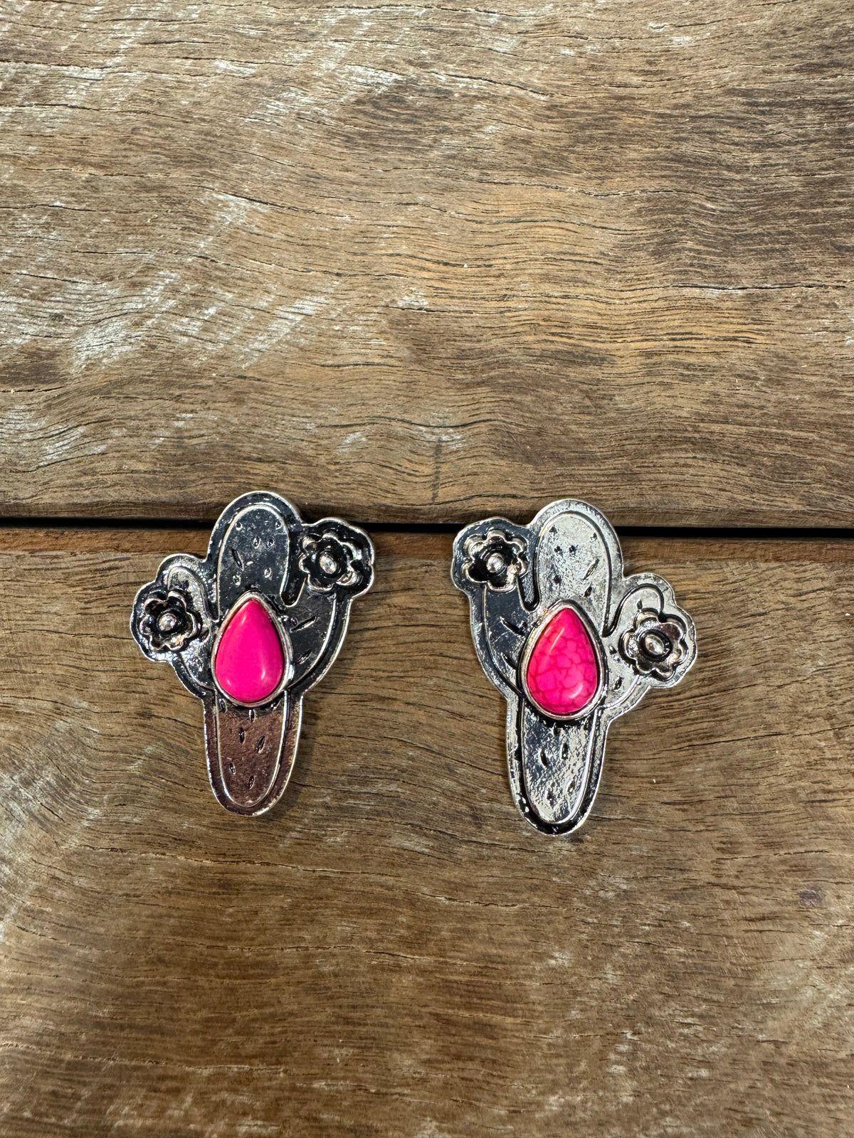 Western Earrings - Pink Cactus