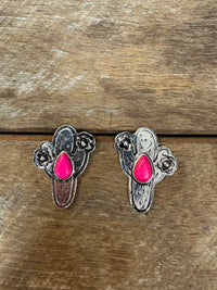 Western Earrings - Pink Cactus