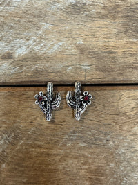Western Earrings - Red Cactus