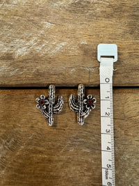 Western Earrings - Red Cactus
