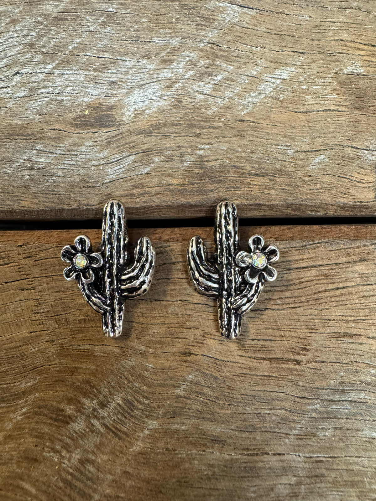 Western Earrings - White Cactus