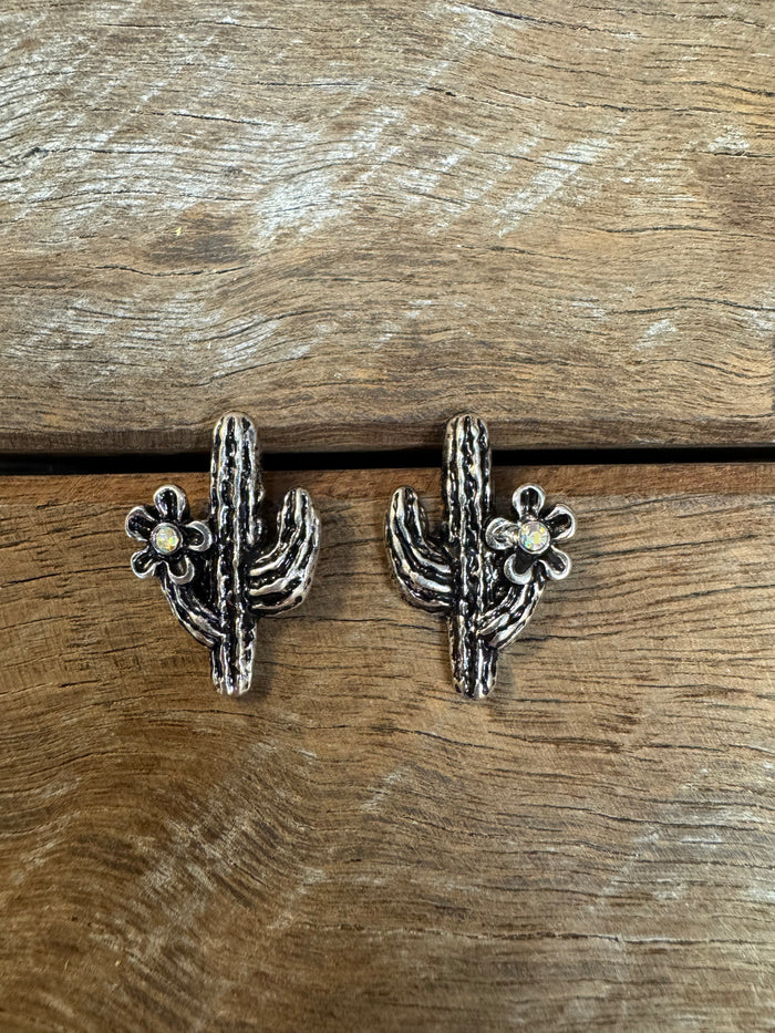 Western Earrings - White Cactus