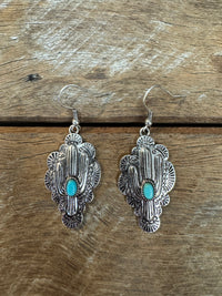 Western Earrings - Turquoise Cactus