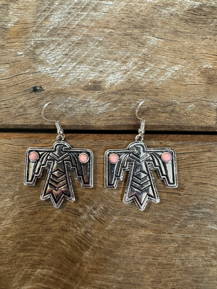 Western Earrings - Pink Eagle