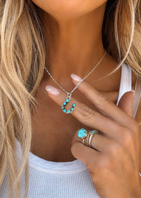 47 Horseshoe Necklace - Silver Turquoise