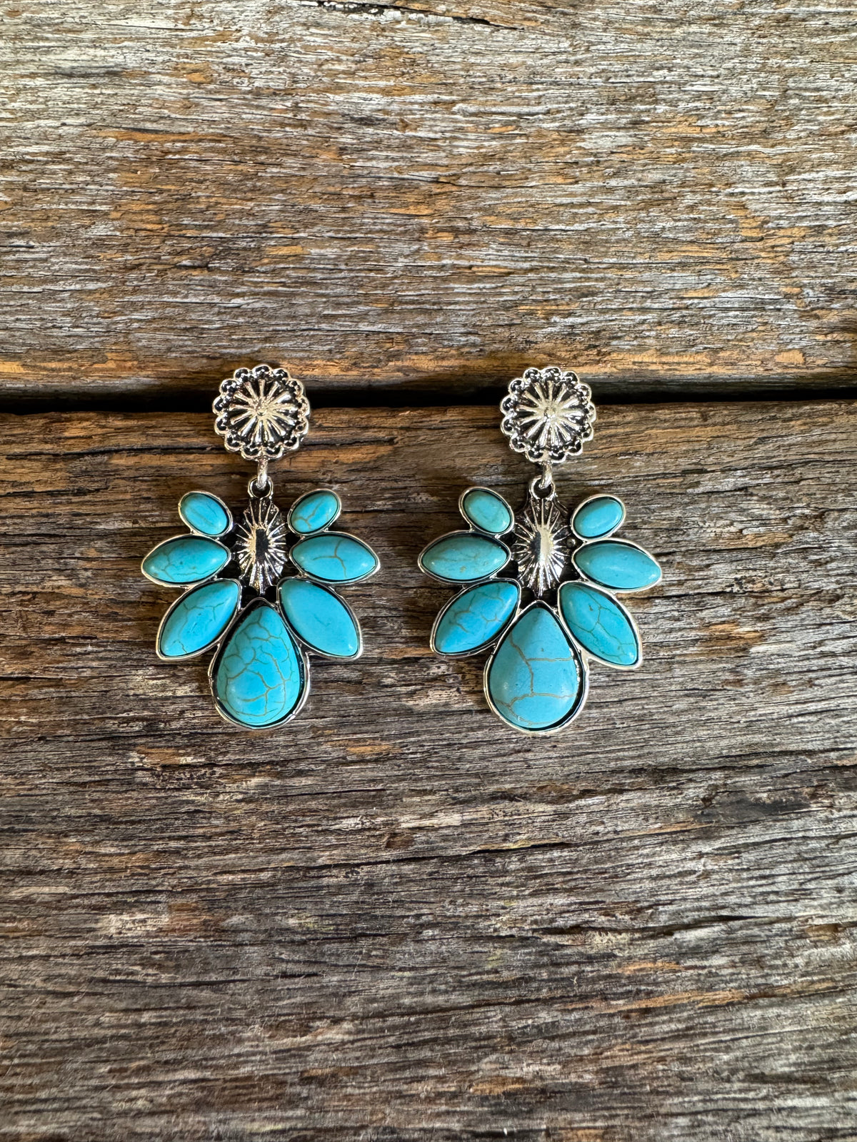 Western Earrings - Turquoise & Silver Drop