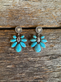 Western Earrings - Turquoise & Silver Drop